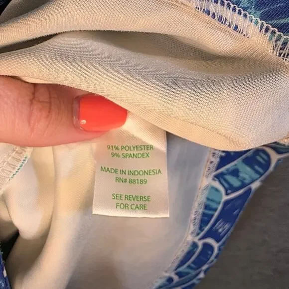 Lilly Pulitzer Shift Dress Perla Scale Back Engineered Scuba Med Mermaid *READ* - Picture 4 of 7